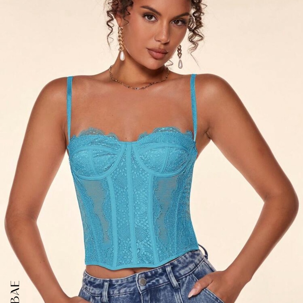 Shein Lace Bustier Top in Teal
